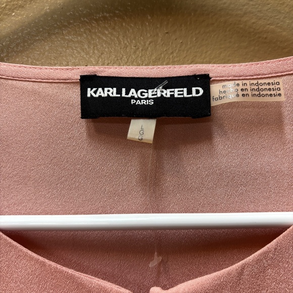 Karl Lagerfeld Long Sleeve Pink Ruffle Blouse Size L - Picture 4 of 7